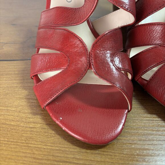 Franco Sarto Womens 6.5 Red Wedge Galia Heels Sandals Strappy - Picture 5 of 14